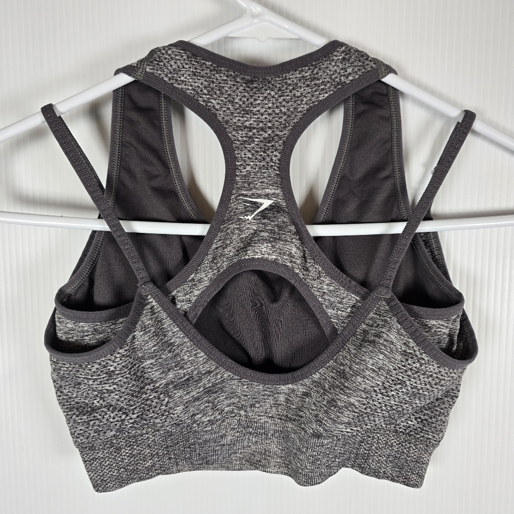 Gymshark Women's Vital Rise Smokey Gray Sports Seamless Bra Gray Marl Size Small - Picture 2 of 9